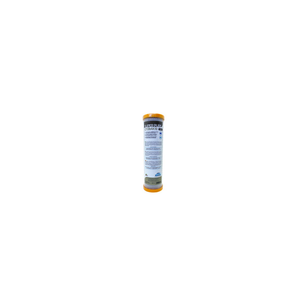 Whimar SuperPure CTOBAK10 - cartuccia carbon Block 10um con nucleo ultra filtrante ad azione antibatterica